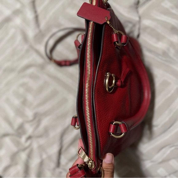 Coach Cherry Red Leather Satchel - Picture 10 of 14